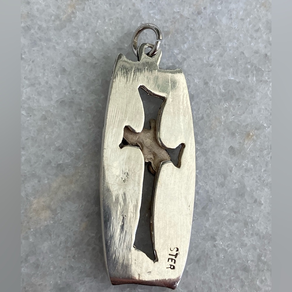 VNTG 925 Silver Cross and Dove Pendant - Picture 3 of 8